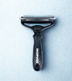 Brosse 3-en-1 pour chien, picots souples gris, manche ergonomique SACAPUCES